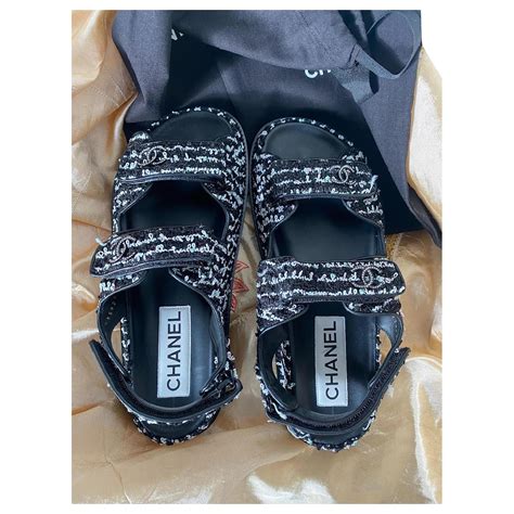 sandales dad chanel prix|Chanel dad sandals tweed.